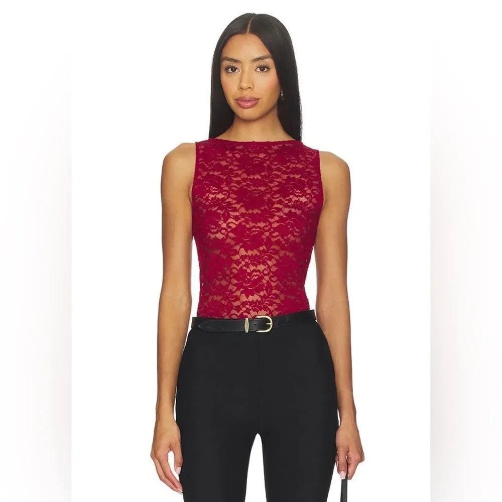 NWT More To Come Iris Lace Top in Red